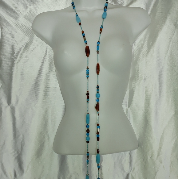 Pretty boho beaded long necklace 53" - Picture 2 of 7